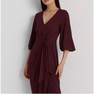 LAUREN RALPH LAUREN faux wrap dress in Vintage Burgundy